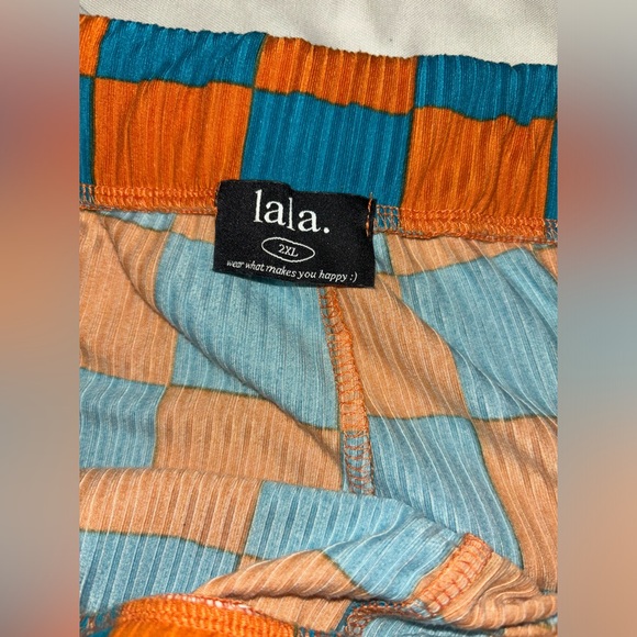 Checkered Blue and Orange Women's Pants - Picture 3 of 5